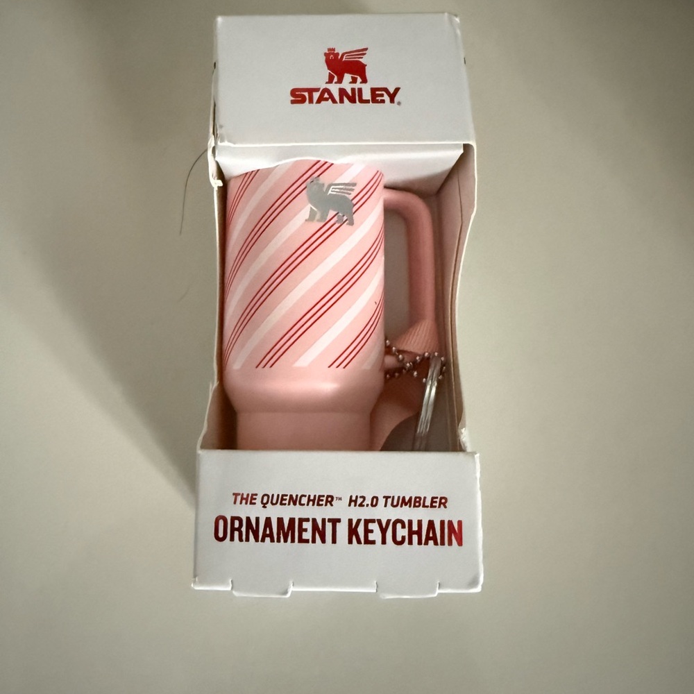 Stanley Pink and White Tumbler Keychain
